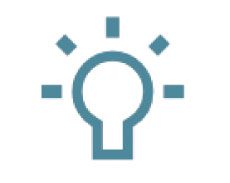 A light bulb icon with some squares around it