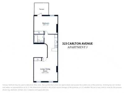 A floor plan of the apartment 3 2 1 carlton avenue.